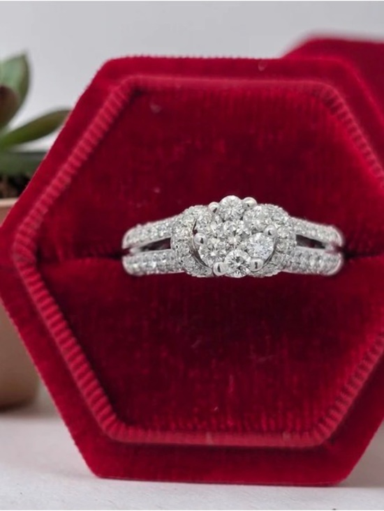Jewelry - 14 carat white gold and diamond invisible set women’s ring- 1.26 ctw